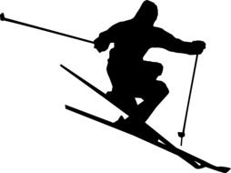 black silhouette of an active skier