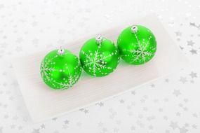 green christmas balls