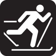 silhouette of the skier on a black background