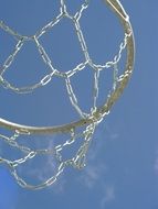 basketball hoop against blue sky