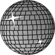 shiny disco ball, black and white illustration