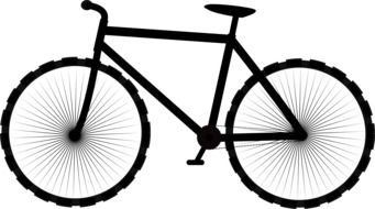 vintage bicycle, black silhouette on white background