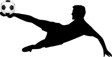 clipart of silhouette of a man plays off a football