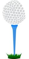 golf ball on blue tee