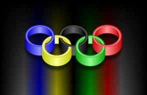 colorful olympic rings on dark background