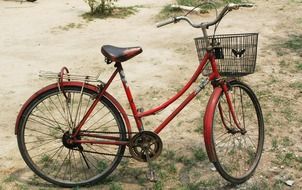 old red bicycle