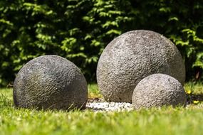 three balls of granite sculpture