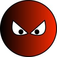 red ball with eyes
