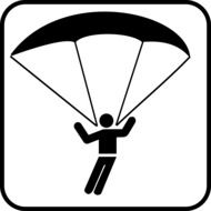 Black and white drawing of the skydiver