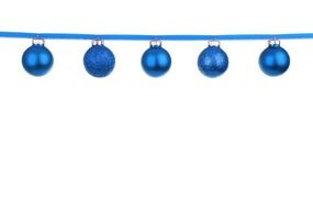 blue christmas balls on blue rope