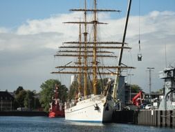 gorch fock, training sailing vessel at pier