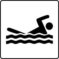Black and white icon of the swimming pool