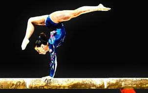 gymnast on a sports log in competitions