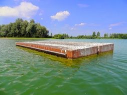 platform for athletes in the lake for swimming