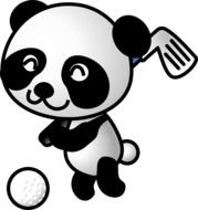 panda playing golf