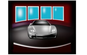 sports car in a car dealership as a graphic image