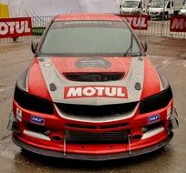 Red Mitsubishi racing car