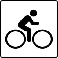 Black and white sign of cyclist