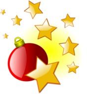 christmas red ball and stars drawing