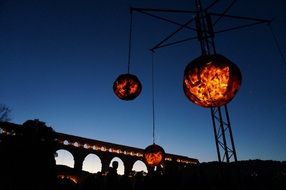 fire flame bridge burn ball
