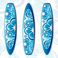 three blue surfboards