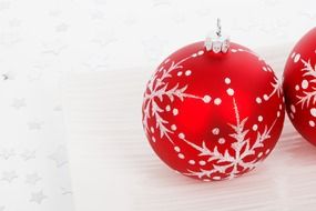 red Christmas balls with ornament