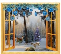 graphic image of a window in a winter fairy tale