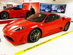 Red sports cars in the cabin