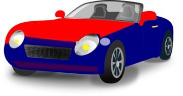 painted red and blue car