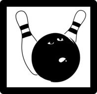 bowling ball with bowling pins as an illustration