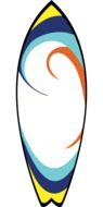 painted colorful surfboard on a white background