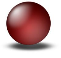red glossy sphere with shadow, drawing