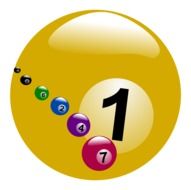 yellow billiard ball with the number one