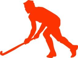 colorful silhouette of a hockey player with a stick