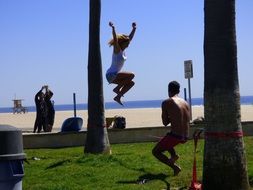 active games on the beach on a sunny day
