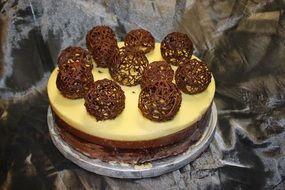 cake with chocolate brown balls