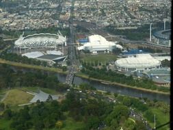 aerial view of sports grounds in melbourne