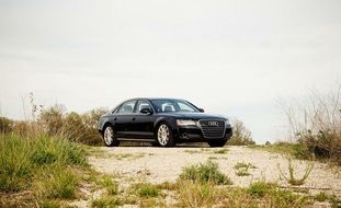 black car on the road