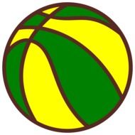 yellow and green beach ball, drawing