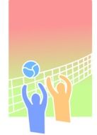 painted volleyball players silhouettes