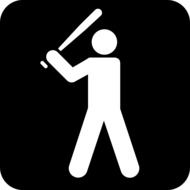 pictogram of a man with a bat in his hands