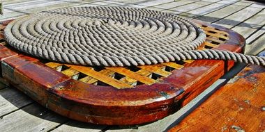 twisted dew rope on shipdeck