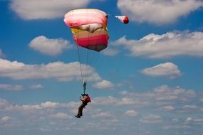 Side view of a parachute jump