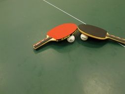table tennis balls with bats