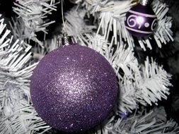 purple ball on christmas tree