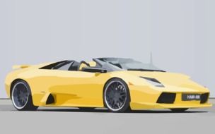 lamborghini, yellow sports car, drawing