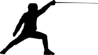 black silhouette of a fencer with a rapier