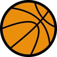 drawing of a basketball with black stripes