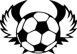 drawing of a soccer ball with wings