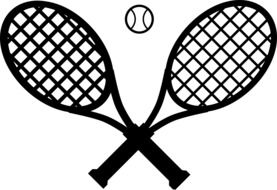 tennis rackets ball crossed black